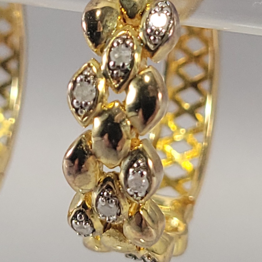 JTV Gold Vermeil Sterling Silver Chrome Diopside Hoop Earrings 4.65ctw - Picture 3 of 8